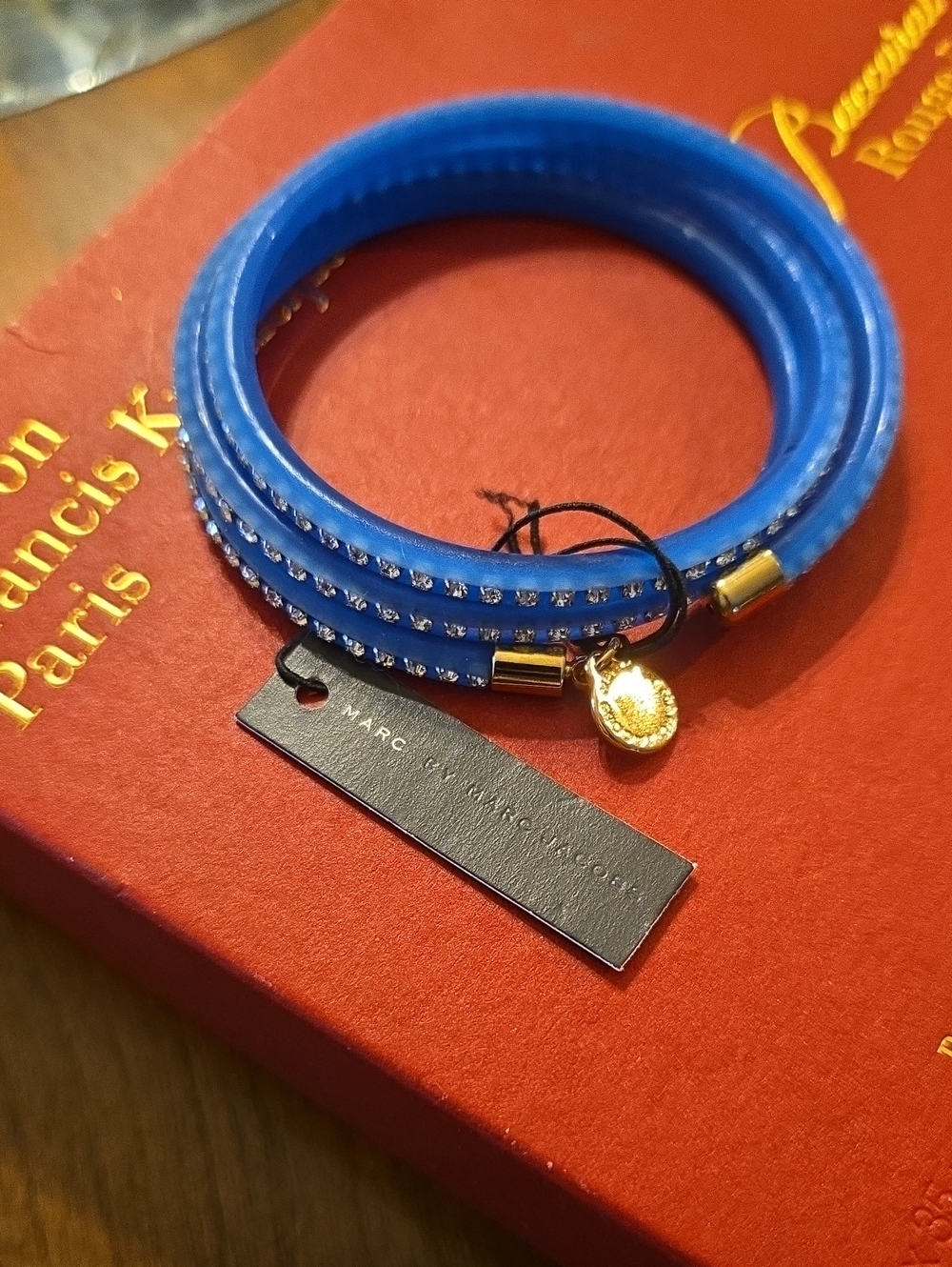 Marc by Marc Jacobs Royal Blue Crystal Wrap Bracelet with Gold Accents